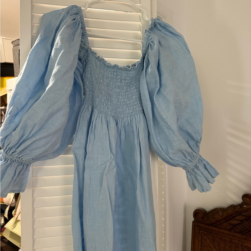 DAILY SLEEPER 100% linen blue Atlanta Dress